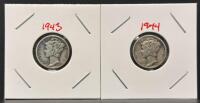 1943-S and 1944 Mercury Dimes &ndash; 90% Silver, Circulated Condition