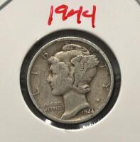 1943-S and 1944 Mercury Dimes &ndash; 90% Silver, Circulated Condition - 2