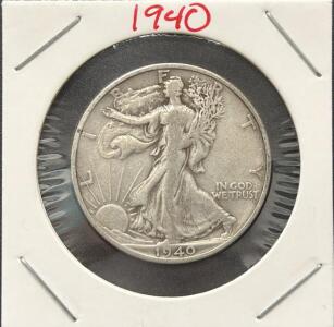 1940-S Walking Liberty Half Dollar, 90% Silver, San Francisco Mint, 30.6mm Diameter