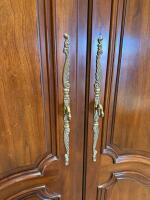 French Provincial Armoire, Solid Wood, Ornate Brass Handles, 85" x 55" x 25" - 2