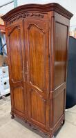 French Provincial Armoire, Solid Wood, Ornate Brass Handles, 85" x 55" x 25" - 3