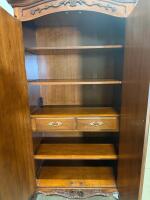 French Provincial Armoire, Solid Wood, Ornate Brass Handles, 85" x 55" x 25" - 4