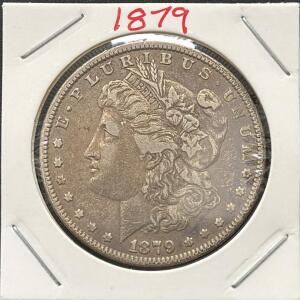 1879 Morgan Silver Dollar, Philadelphia Mint, 90% Silver, Circulated, Iconic U.S. Coin