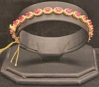 Yael Rubin Ruby & Diamond Tennis Bracelet, 7.26ctw Rubies, .925 Silver/Gold Overlay, GGA Appraised