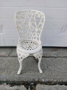 Vintage Cast Iron Garden Chair, Ornate Victorian Style, 32.5" H x 23.5" W x 22" D