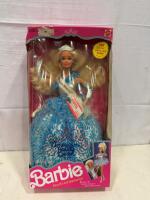 1990 Mattel Barbie American Beauty Queen #3157, Blue Dress, NIB, Trading Cards, Malaysia, 11.5 Inch
