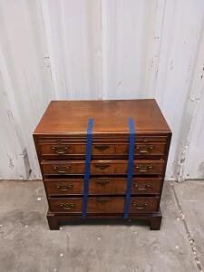 Traditional 5-Drawer Wooden Dresser with Brass Handles and Locking Middle Drawer