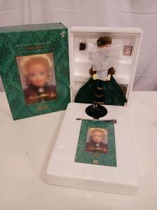 Barbie Holiday Caroler Porcelain Doll 1996, Limited Edition, Boxed, Mattel #15527, 12 Inch