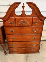 Traditional Cherry Highboy Chest and Lowboy Dresser Set, Chippendale Style, Brass Hardware - 2