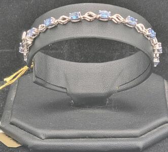 Oscar Friedman Sterling Silver Tanzanite Tennis Bracelet, 3.18 ctw, 7.25"