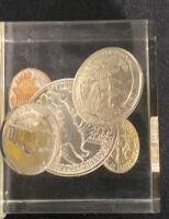 Sterling Silver Bypass Ring PS-59, Abstract Drop Earrings & Lucite Block with US Coins 1936-1969 - 6