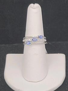 Oscar Friedman 925 Silver Tanzanite & Diamond Ring, 0.68ctw Tanzanite, 0.25ctw Diamond, GGA Appraised
