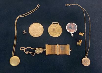 Seattle 1962 Worlds Fair Coin, National Sportsman Medal, Vintage Lockets, Indian X Cash Pendant