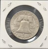 1961-D Franklin Half Dollar, 90% Silver, Circulated, Red Markings, Denver Mint - 2