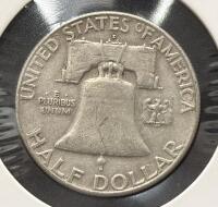 1961-D Franklin Half Dollar, 90% Silver, Circulated, Red Markings, Denver Mint - 4