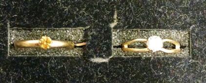 Pair of 14k Yellow Gold Rings | Round Brilliant Gemstones | Solitaire & Split-Shank Styles