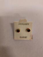 Sterling Silver Garnet Stud Earrings &ndash; 4mm Round January Birthstone