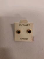 Sterling Silver Garnet Stud Earrings &ndash; 4mm Round January Birthstone - 2