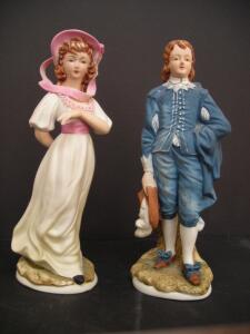 Lefton Blue Boy & Pinkie Porcelain Figurine Pair, KW00387, Limited Edition, 8.5&rdquo; Tall, Japan
