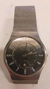 Skagen Denmark Men's Stainless Steel Mesh Dress Watch, Black Dial, Date Display