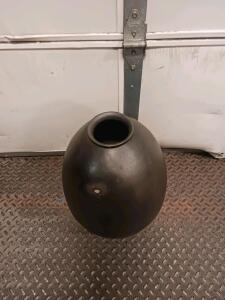 Large Matte Black Ceramic Vase, 22" Tall, 16" Diameter, 27.5 lbs
