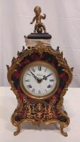 Ornate Artem Mantel Clock, Gilt Bronze Accents, Roman Numerals, Cherub Sculpture, 18" Tall - 2