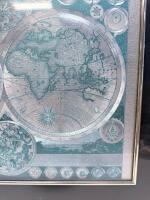 Framed Adam Friedrich Z&uuml;rner Double-Hemisphere World Map, Latin Text, Celestial Insets, 28x22" Sp-18 - 6