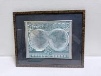 Framed Adam Friedrich Z&uuml;rner Double-Hemisphere World Map, Latin Text, Celestial Insets, 28x22" Sp-18 - 9