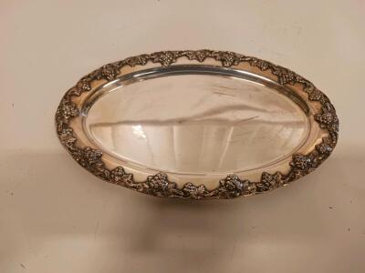 Benedict Silver-Plated Oval Serving Tray with Grapevine Border, Circa 1920s