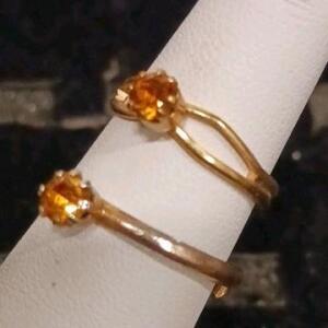 Vintage Gold Tone Rings with Round-Cut Citrine Gemstones