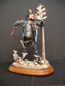 Vanmark Clowning in America "The Policeman" Figurine by Chuck Oberstein, 8.5" Tall, Resin with Wood Base