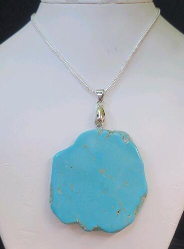 138.90cts Turquoise Free-form Slice 24" Necklace