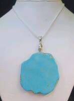 138.90cts Turquoise Free-form Slice 24" Necklace