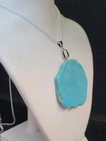 138.90cts Turquoise Free-form Slice 24" Necklace - 2
