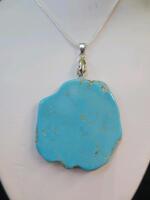 138.90cts Turquoise Free-form Slice 24" Necklace - 3