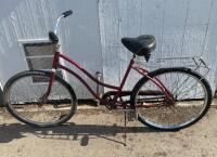 Step-Through Single-Speed Cruiser Bicycle, Maroon, 26" Wheels, Rear Rack, Coaster Brake