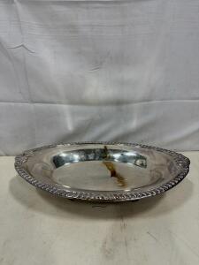 Silver-Plated Oval Serving Dish with Ornate Rim and Feet, Mid-20th Century