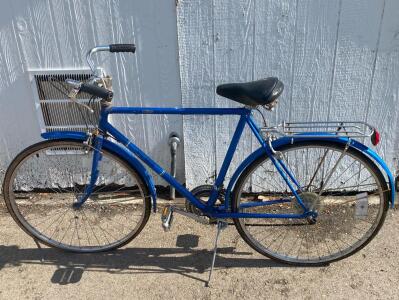 Schwinn Collegiate 10-Speed Blue City Bike, 21" Steel Frame, 27" Wheels, Vintage USA