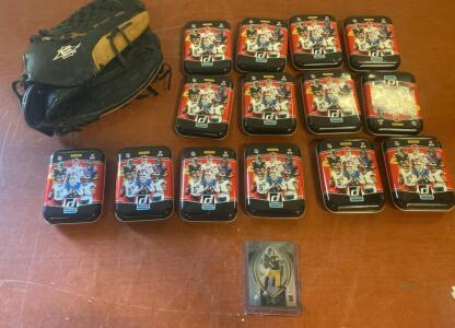 2023 Panini Donruss Football Card Tins (Lot of 12) + 2022 Kenny Pickett RC & Easton Glove ( R6 )