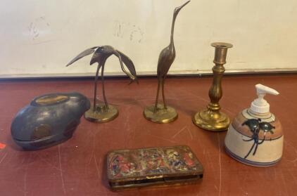 Vintage Lithographed Tin Box with Medieval Court Scene, Made in USA, 1930s-1950s- Birds - Candle Holder and More ( R6 )