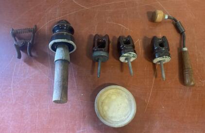 Antique Electrical Insulators & Hand Tools Lot &ndash; 7 Pieces, Late 19th to Mid-20th Century ( R5 )