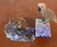 Assorted Mineral Specimen Lot &ndash; Blue Calcite, Amethyst Clusters, Pyrite, Carved Gemstone Bird ( R12 ) - 2