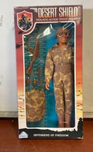 Desert Shield Scout Action Figure 12" Eugene, Mint Boxed, Camouflage, 1991, Hong Kong
