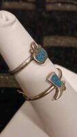 Sterling Silver Turquoise Inlay Rings &ndash; Cowboy Boot & Apple Design, Set of 2 - 2