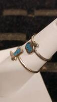 Sterling Silver Turquoise Inlay Rings &ndash; Cowboy Boot & Apple Design, Set of 2 - 3
