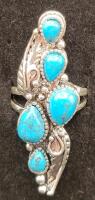 Long Turquoise 5-Stone Ring, Size 7 - 3