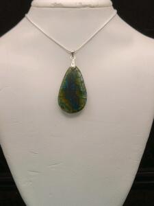 Green/Brown Fire Agate Gemstone Necklace
