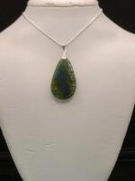 Green/Brown Fire Agate Gemstone Necklace