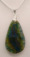 Green/Brown Fire Agate Gemstone Necklace - 3