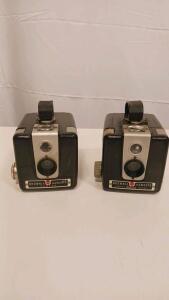 Kodak Brownie Hawkeye & Hawkeye Flash Model Box Cameras, 620 Film, Bakelite, Made in USA
